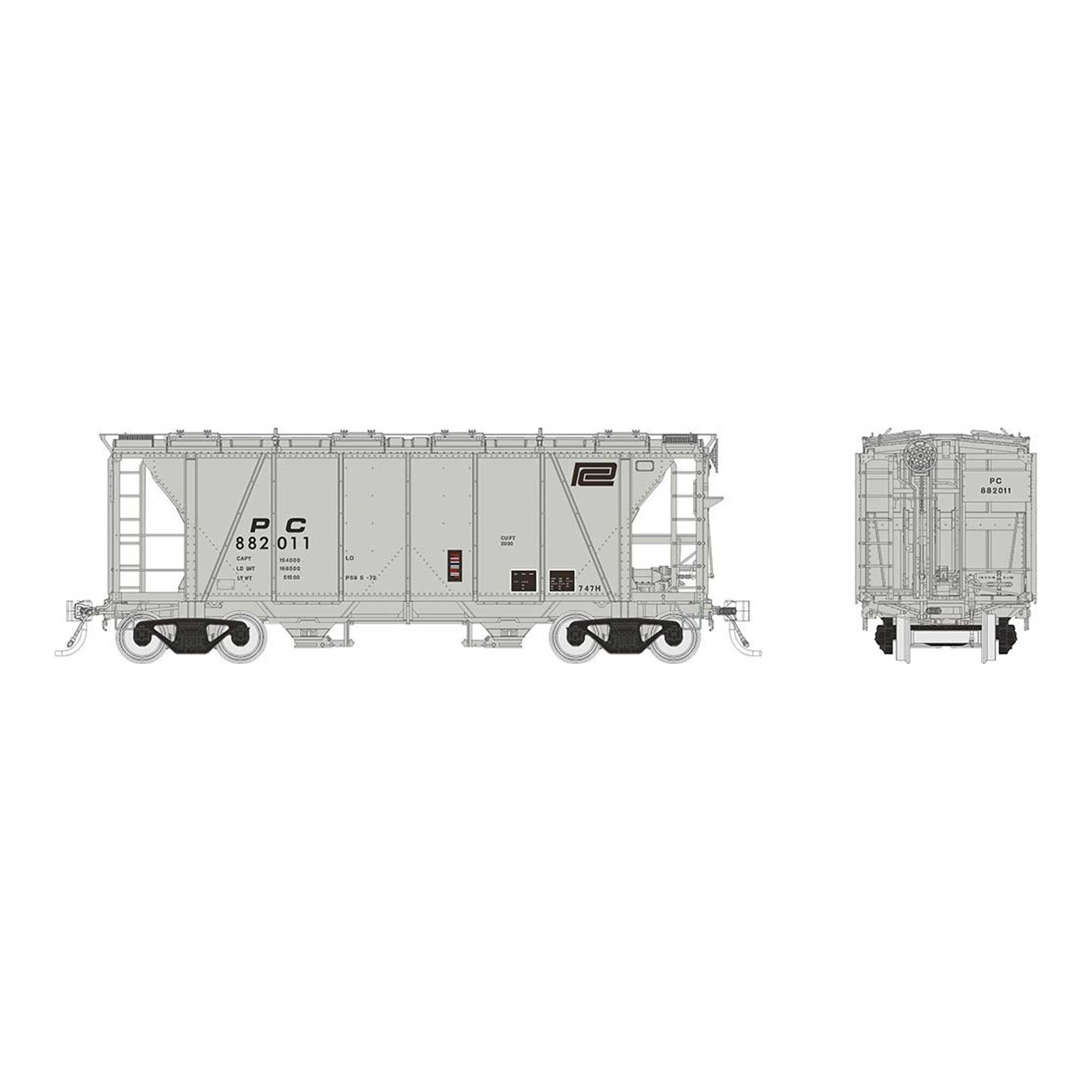 HO Enterprise Covered Hopper Penn Central Plastic Model (RPI149006A)