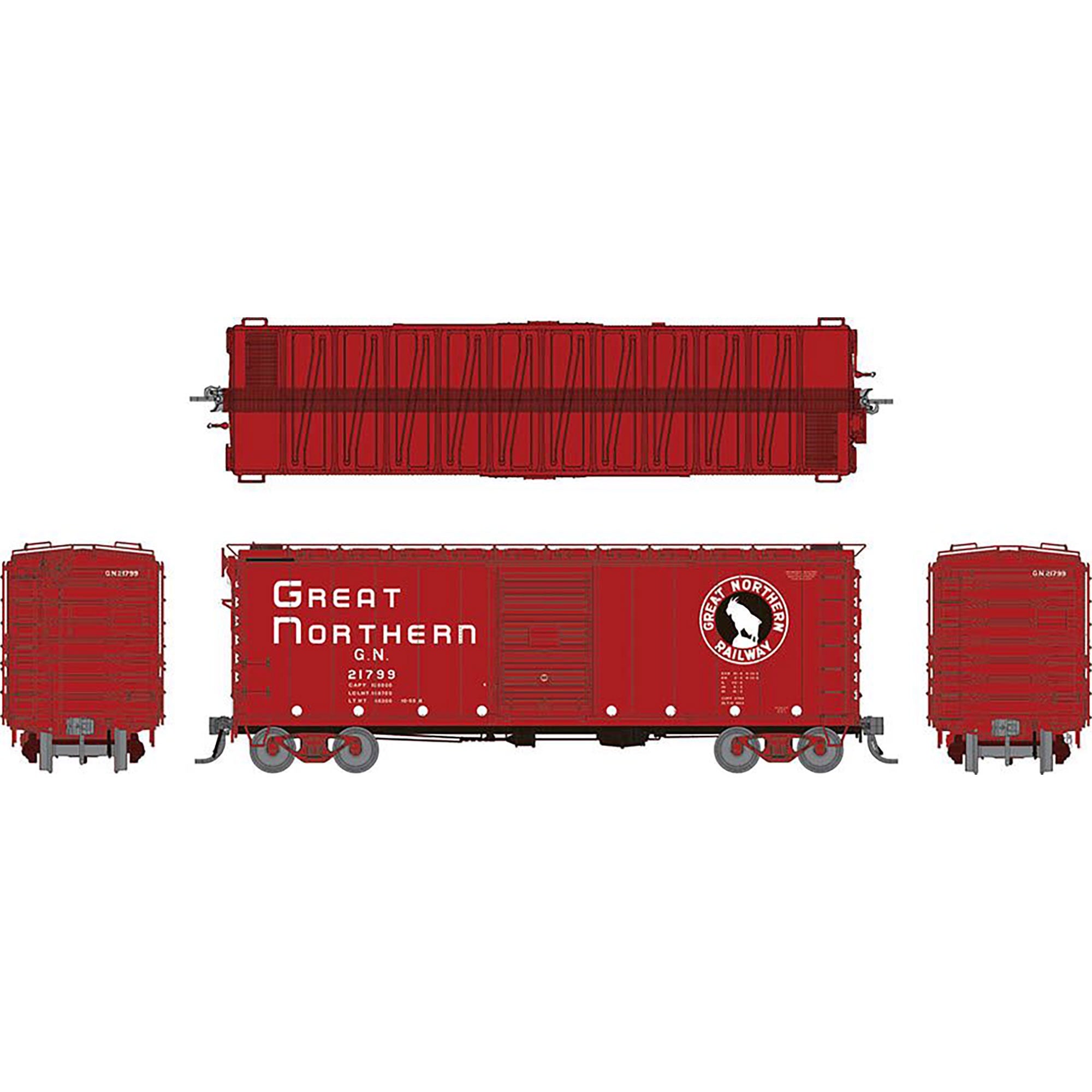 HO GN 40' Boxcar with Early IDNE Chinese Red (RPI155002)