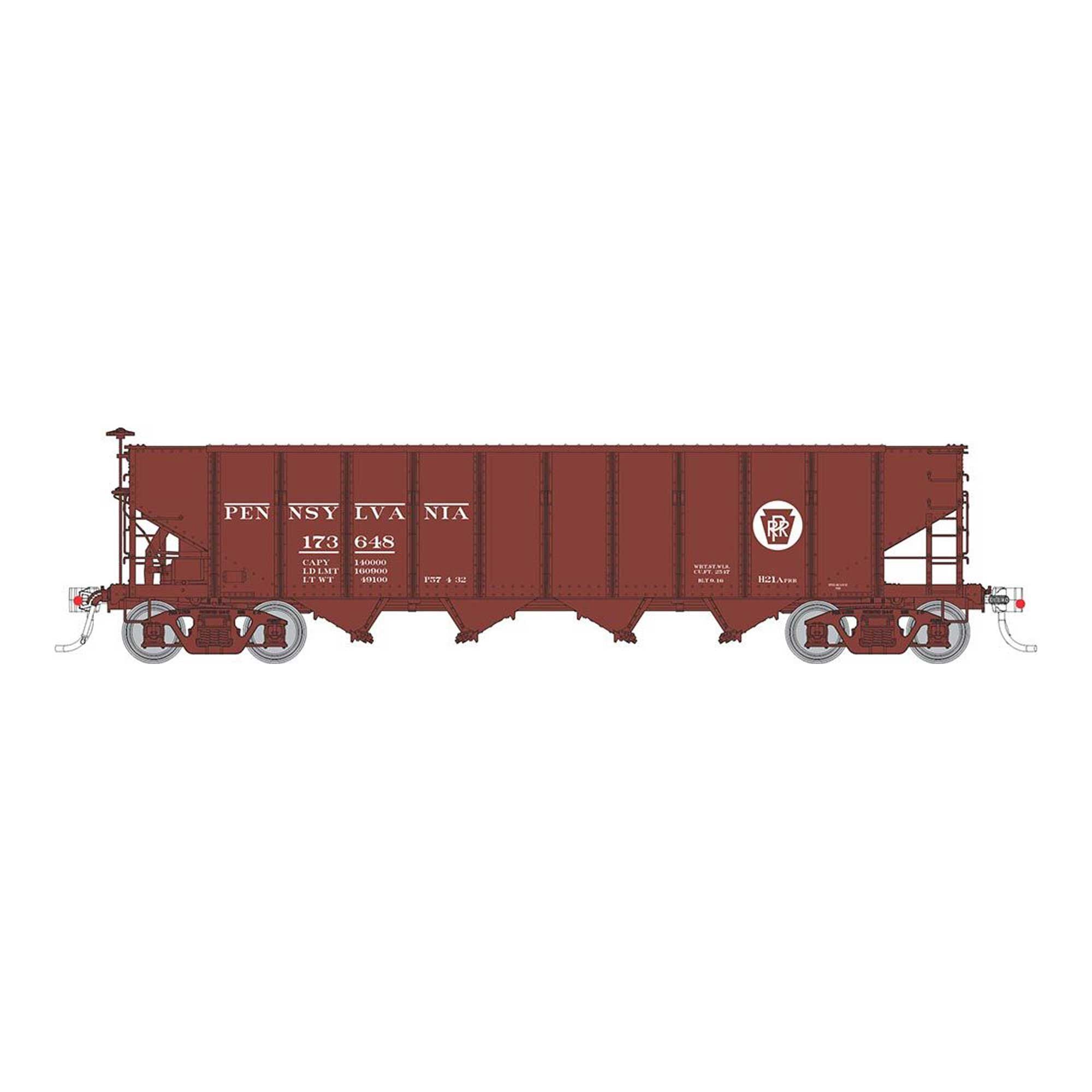HO H21A 4-Bay Hopper with K Brakes PRR Red Circle Keystone (RPI178001)