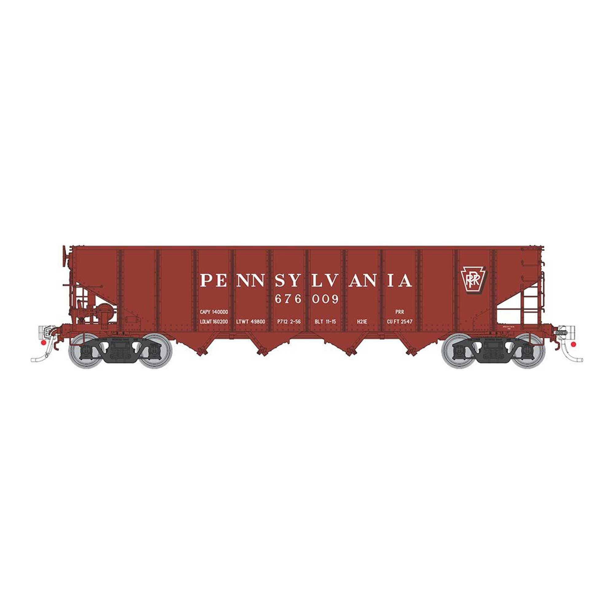 HO H21E 4-Bay Hopper Pennsylvania Railroad Red Shadow Keystone (RPI178008)