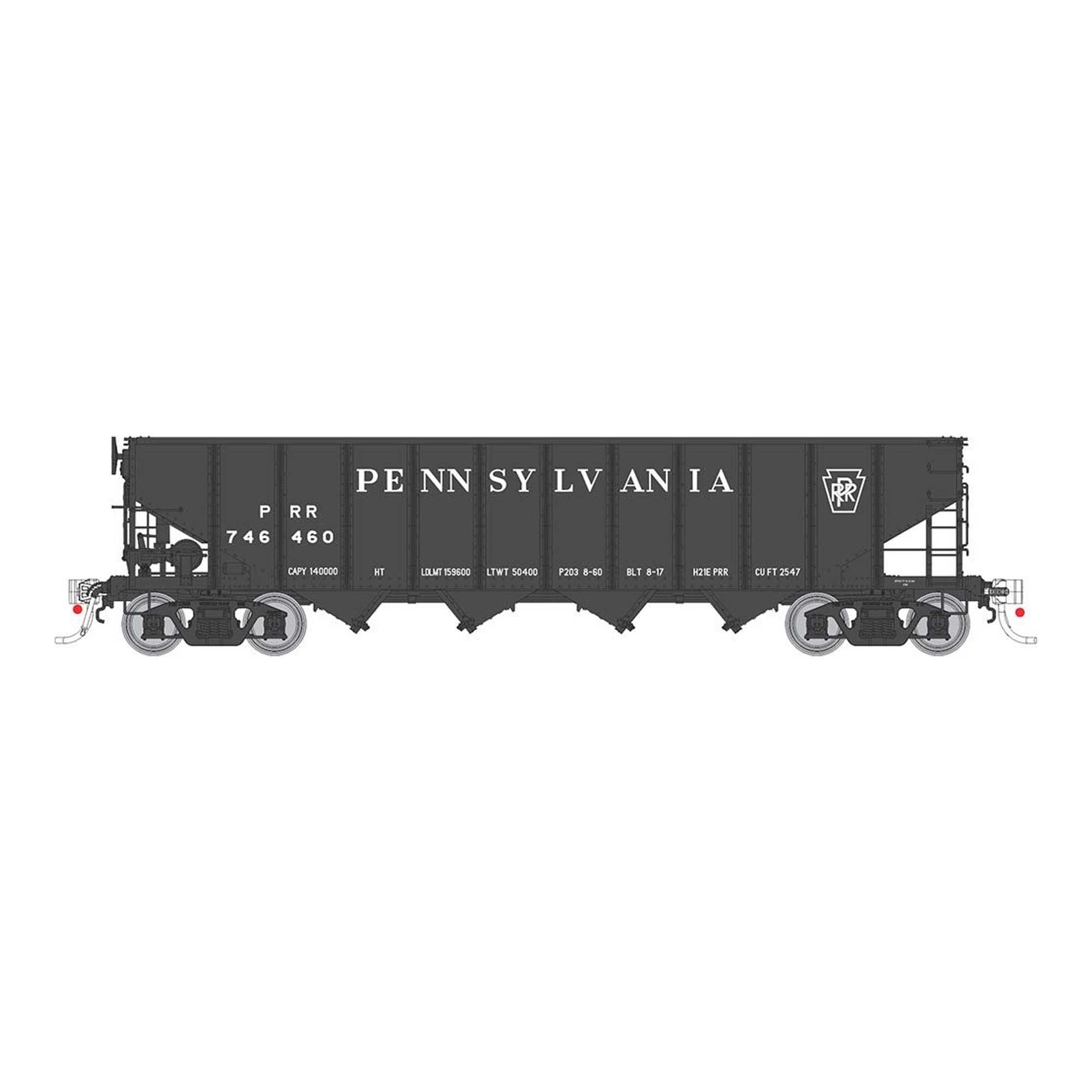 HO H21E 4-Bay Hopper PRR Black Plain Keystone (RPI178010A)