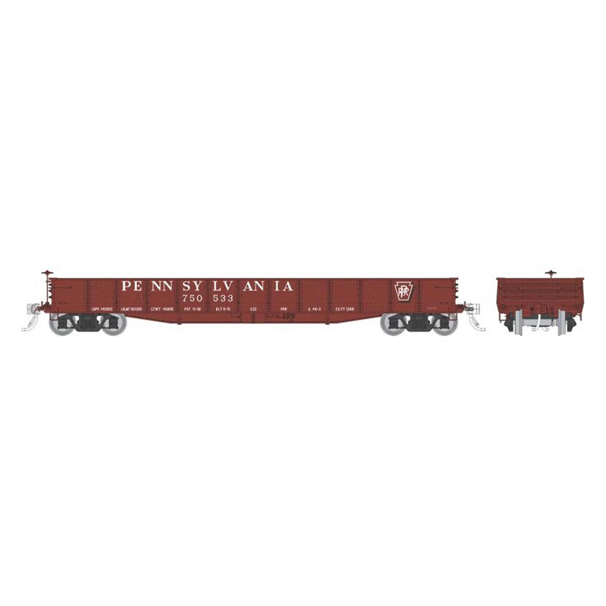 HO G22 Gondola PRR Shadow Keystone 6-Pack (RPI194005)