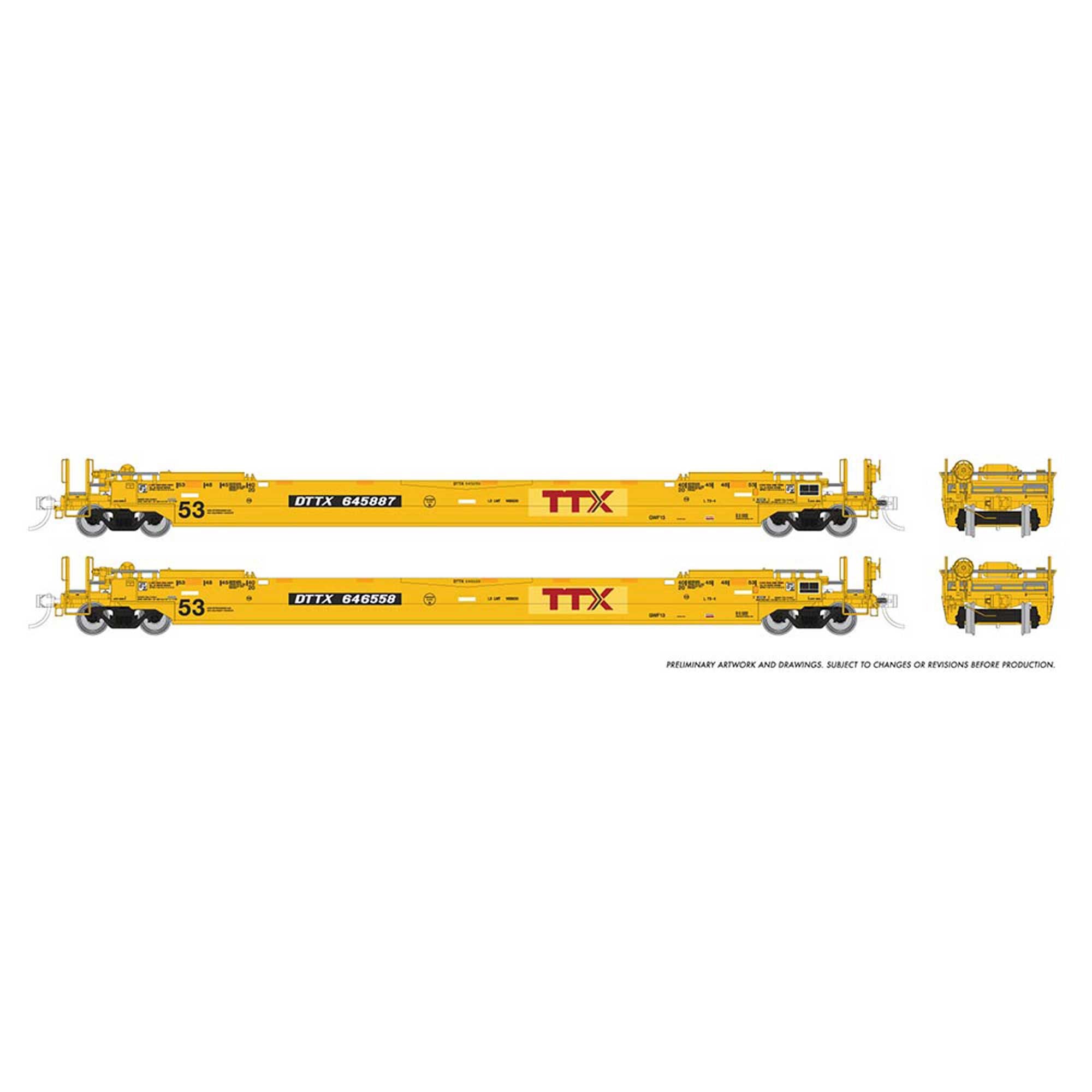 HO 53 Husky Stack Well Car TTX Patched (RPI401064A)