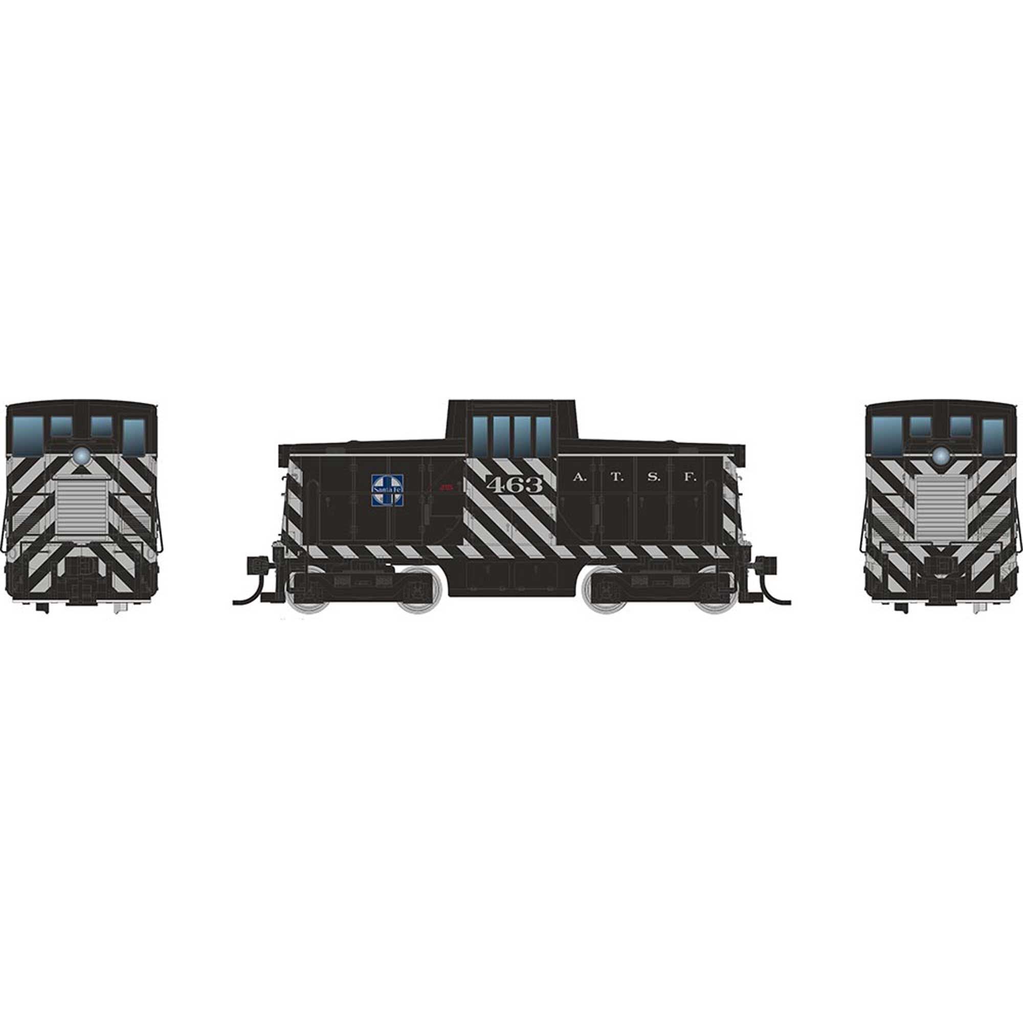 HO GE 44 Tonner Switcher Locomotive with DCC and Sound (SF Zebra Stripe #468) (RPI48503)