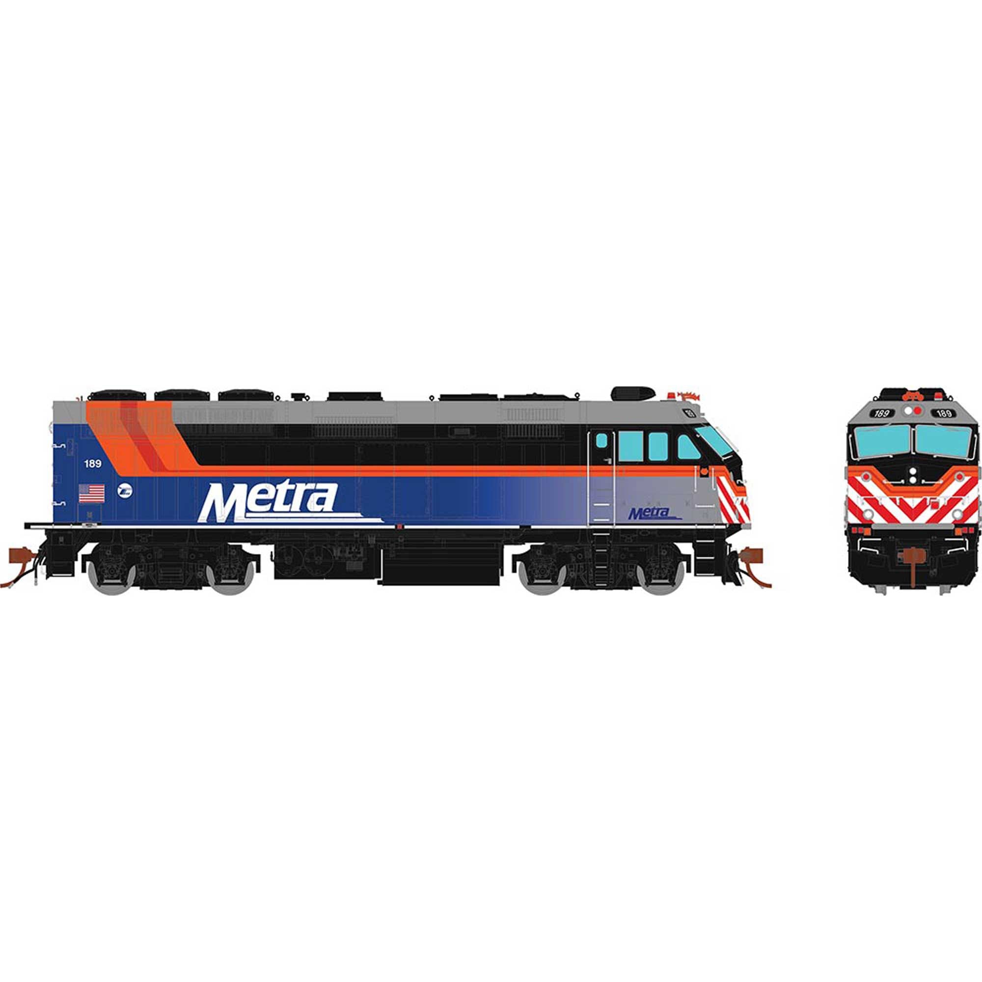 HO F40PHM-2 Locomotive DC Silent Metra Fade #197 (RPI83207)