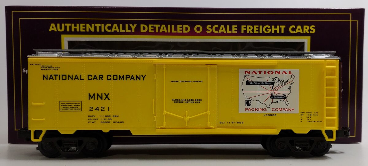 MTH 20-9402 O Gauge National Car Company Refrigerator Car #2421