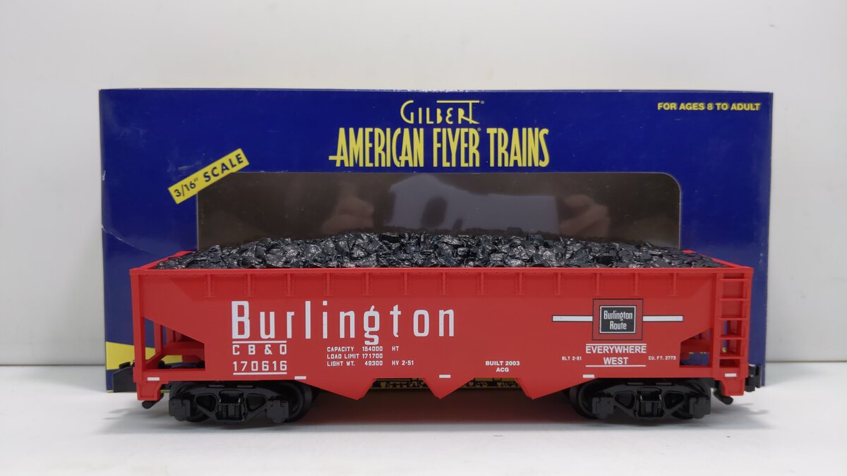 American Flyer 6-48622 S Gauge Burlington Hopper With Coal Load #170616