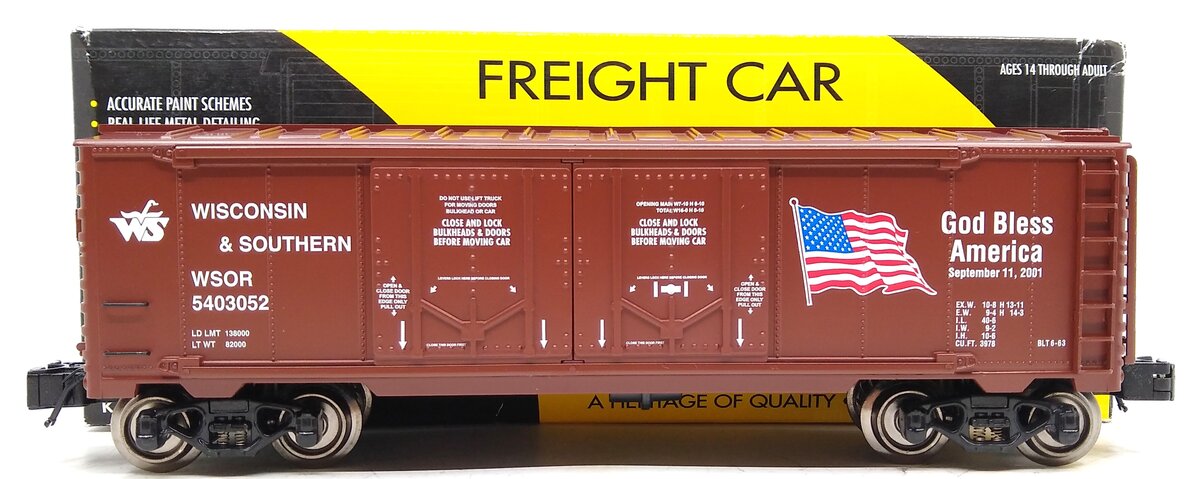 Lionel 6-22315 O Wisconsin & Southern God Bless America Double-Door Boxcar