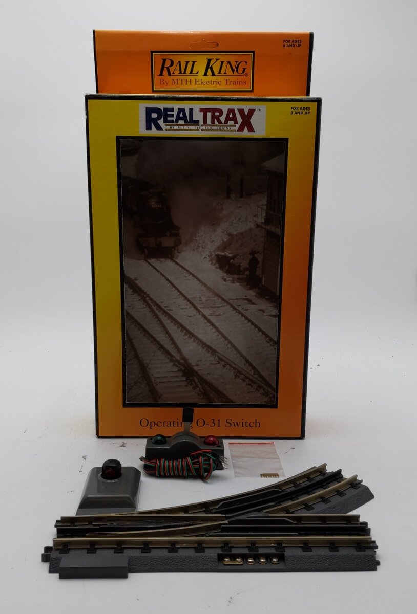 MTH 40-1005 O31 RealTrax Nickel Silver Left Hand Remote Switch Turnout