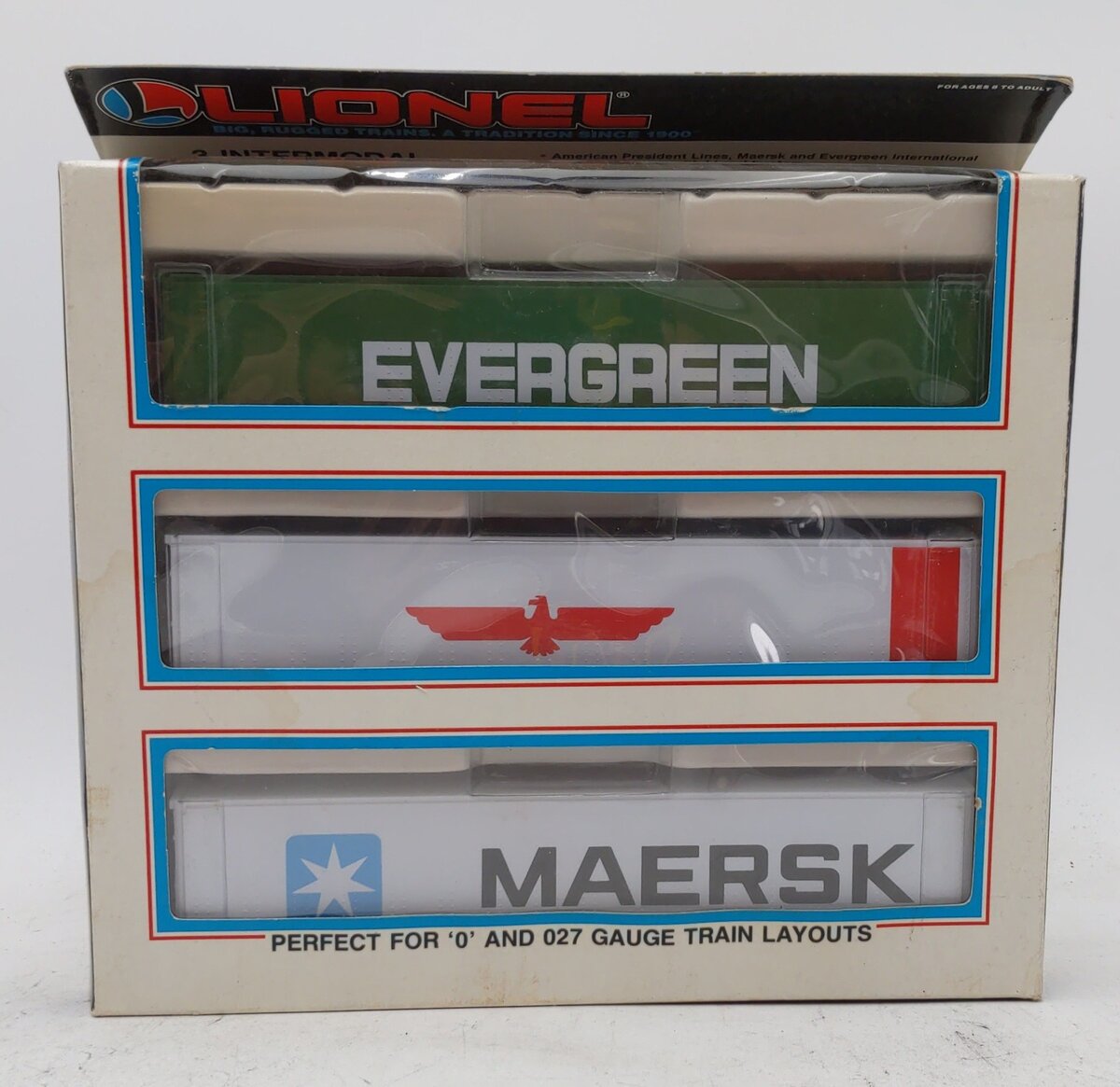 Lionel 6-12805 O and 027 Evergreen/Maersk/APL Intermodal Containers (Set of 3)