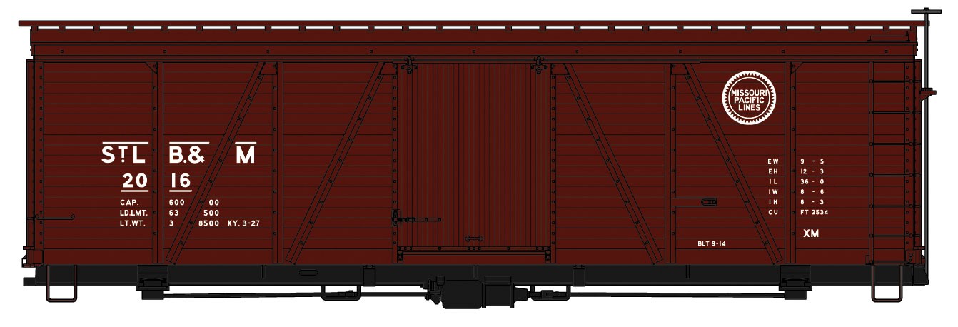 Accurail 1181 HO Scale 36' Fowler Wood Boxcar St. Louis Brownsville & Mexico STB&M / MP 2016 Kit