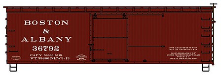 Accurail 1714 HO Scale 36' Double Sheathed Wood Boxcar Boston & Albany B&A Kit