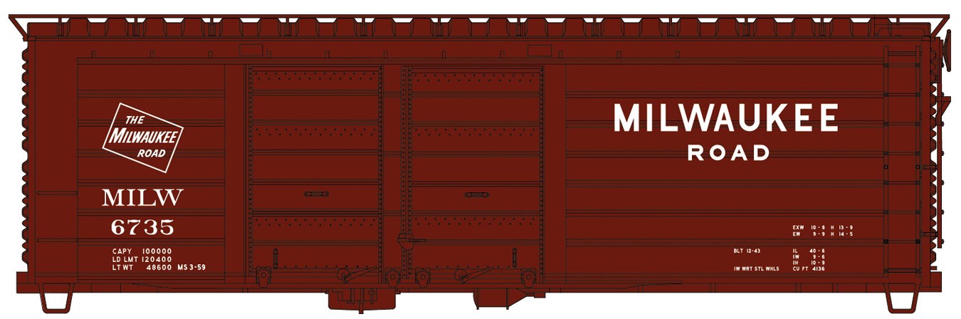 Accurail 3983 HO Scale 40' Rib Side Boxcar Milwaukee Road MILW Kit