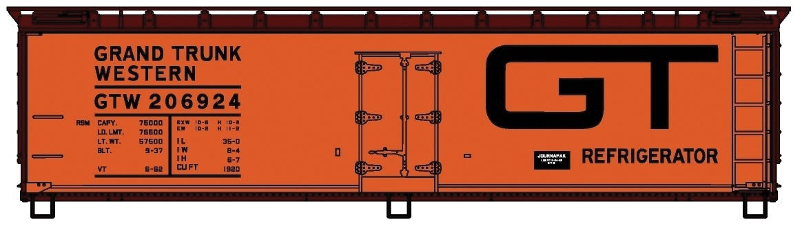 Accurail 4859 HO Scale 40' Wood Reefer Grand Trunk Western GTW 206924 Kit