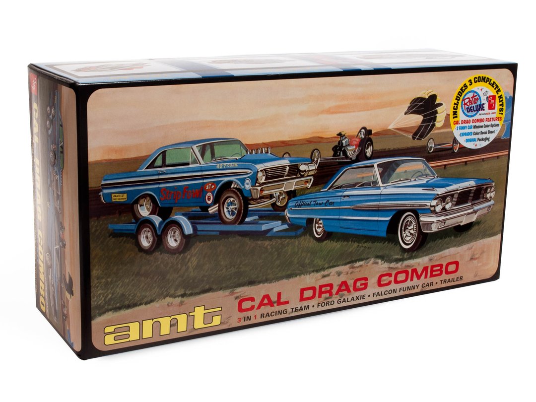 amt 1223 1/25 Cal Drag Combo 1964 Galaxie AWB Falcon and Trailer 3-In-1 Kit