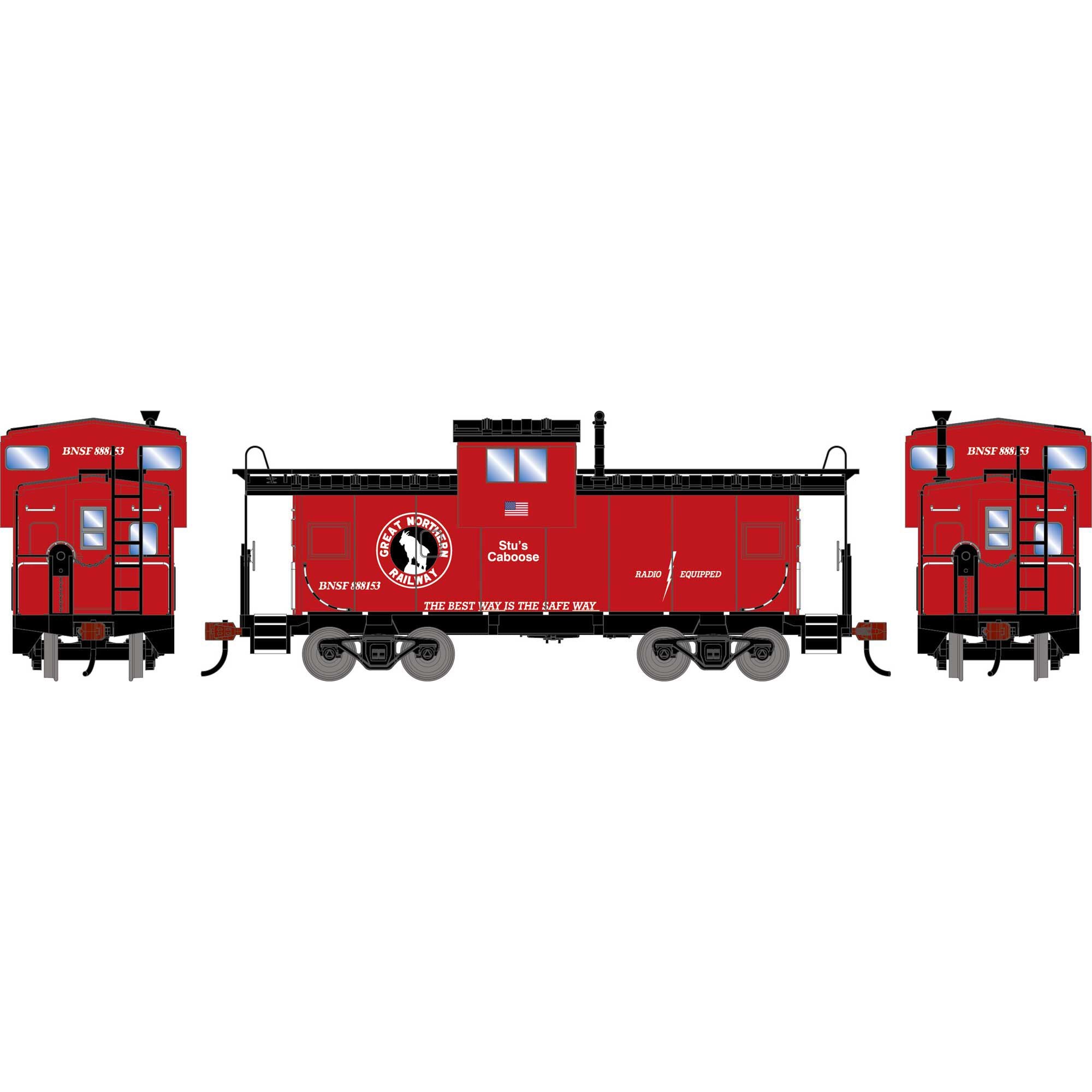 HO ATHEARN Wide-Vision Caboose BNSF/GN #888153 (ATH-2436)