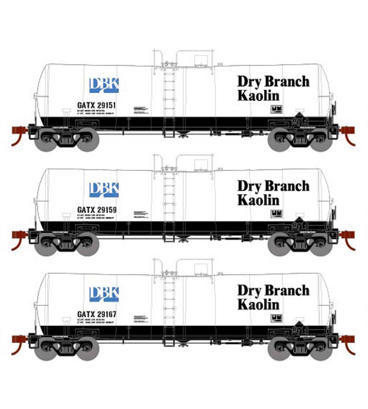 Athearn 16353 HO Scale 16k Clay Slurry Tank Car Dry Branch Kaolin GATX