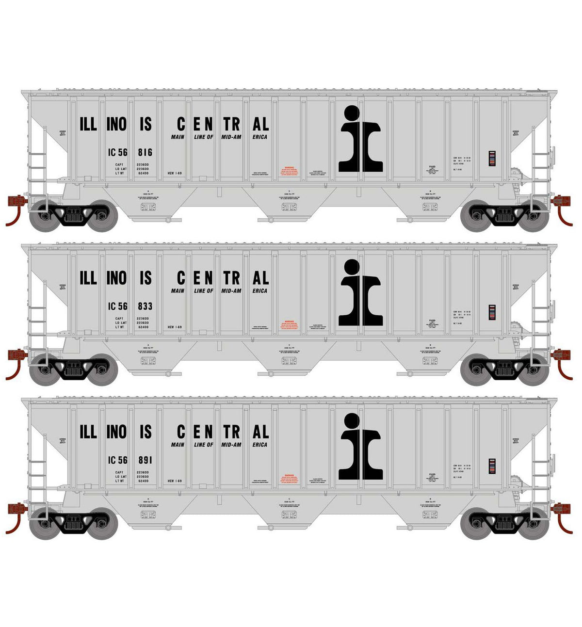Athearn 18786 HO Scale PS 4740 Covered Hopper Illinois Central IC