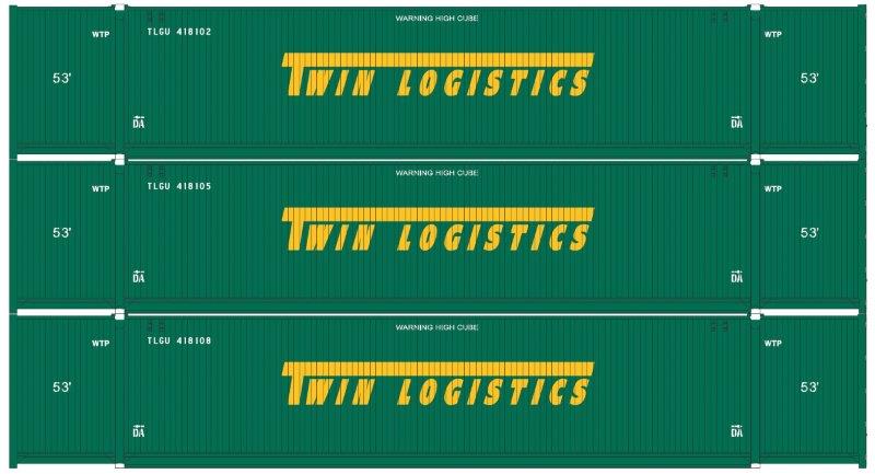 Athearn 26638 HO Scale 53' Intermodal Container Twin Logistics