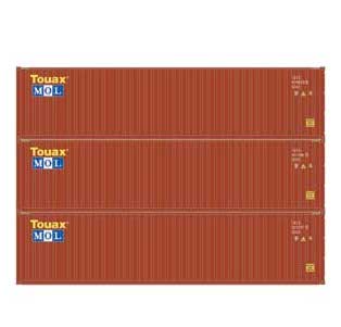 Athearn 27044 HO Scale 40' High Cube Container Touax/MOL