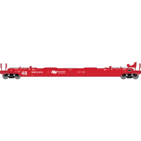 Athearn 7434 HO Scale 48' Husky Stack Well Car Northwest Container NWCX 979