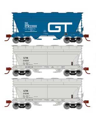 Athearn 93456 HO Scale ACF 2970 2 Bay Covered Hopper Grand Trunk Western GTW