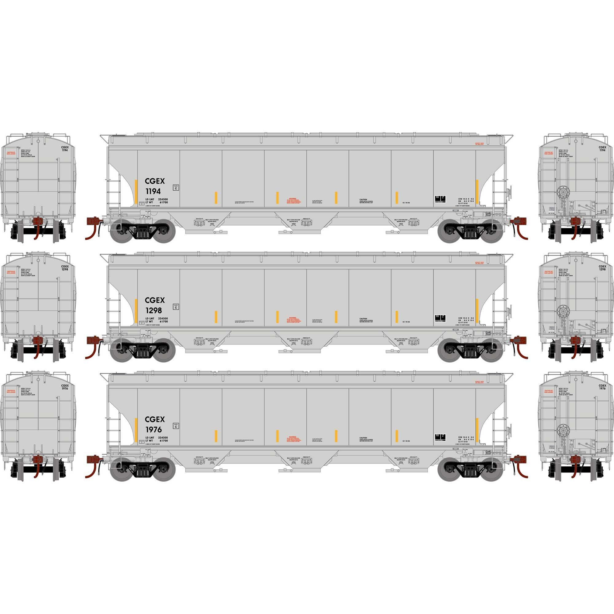 HO GEN Trinity 5161 Covered Hopper CGEX #1194/1298/1976 (ATHG-1078)
