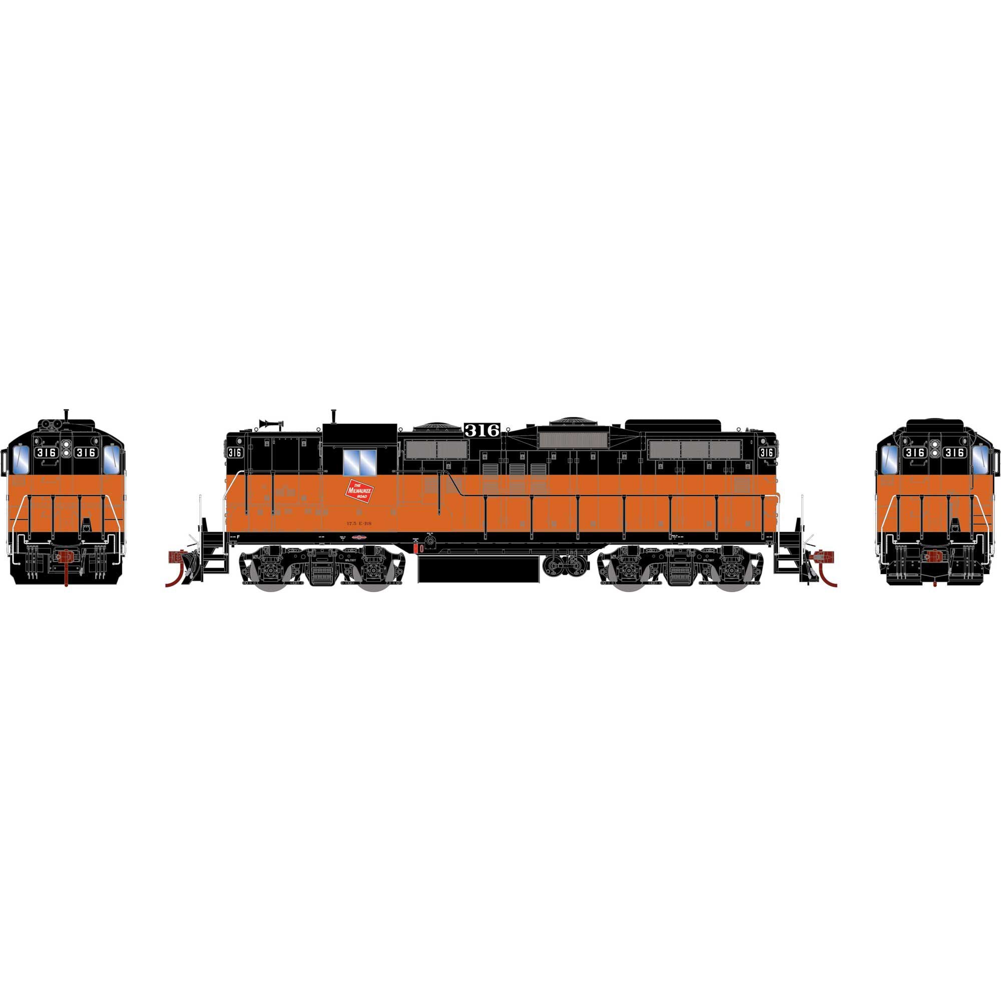 HO GP9 Locomotive MILW #316 Plastic Model (ATHG82273)