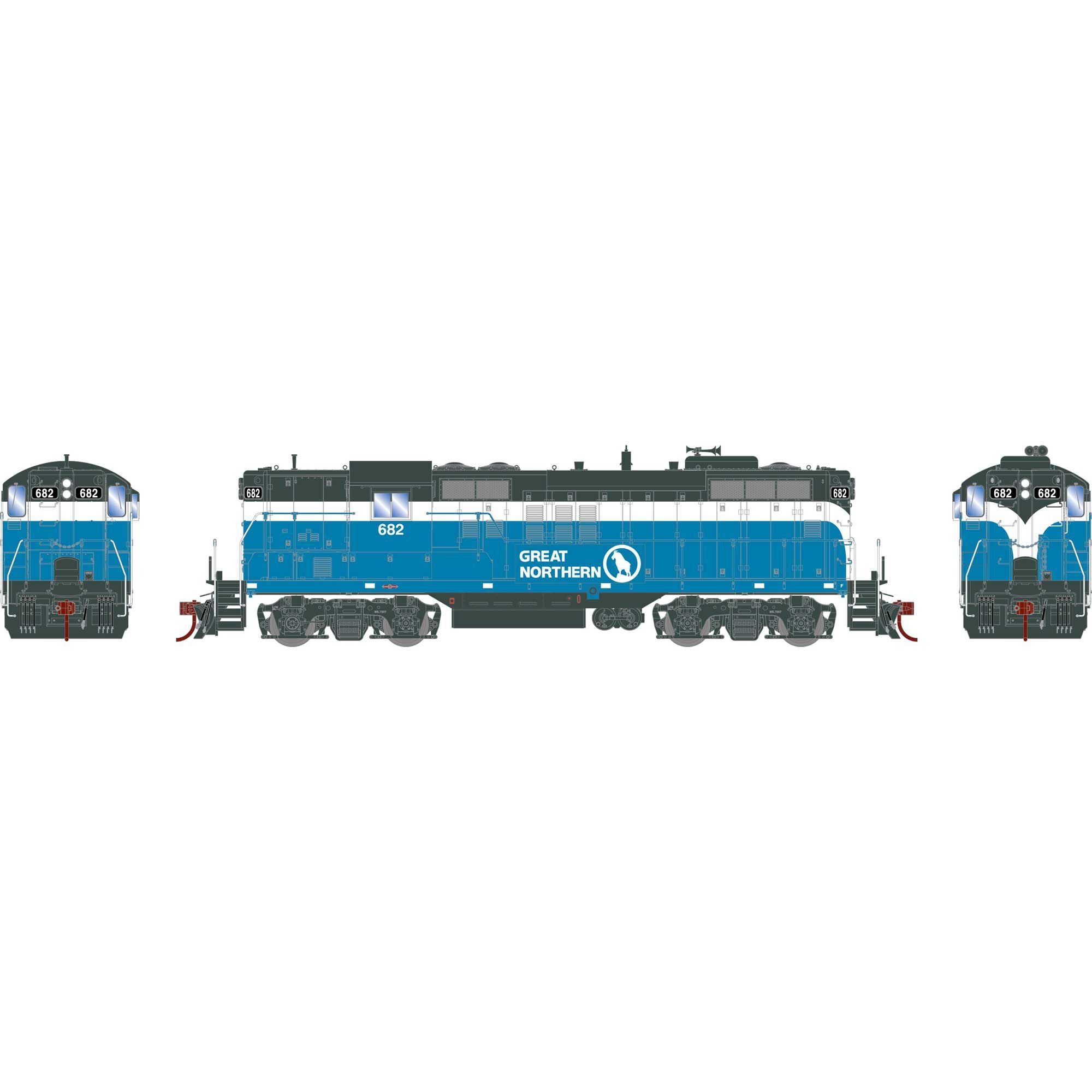 HO GP9 Locomotive with DCC & Sound, GN #682 (ATHG82374)