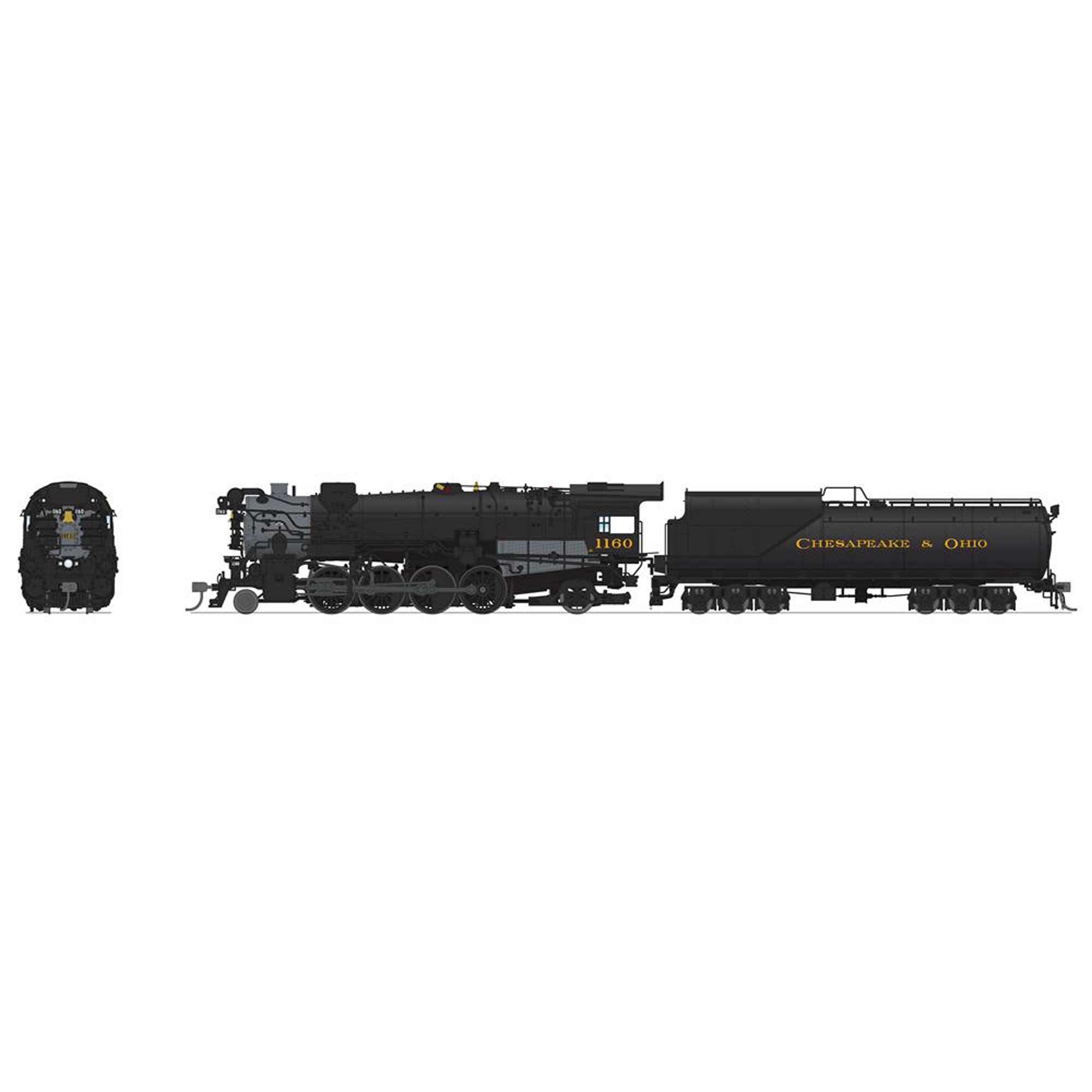 HO K-2 Mikado 16-VC Tender #1177 C&O Model (BLI7592)