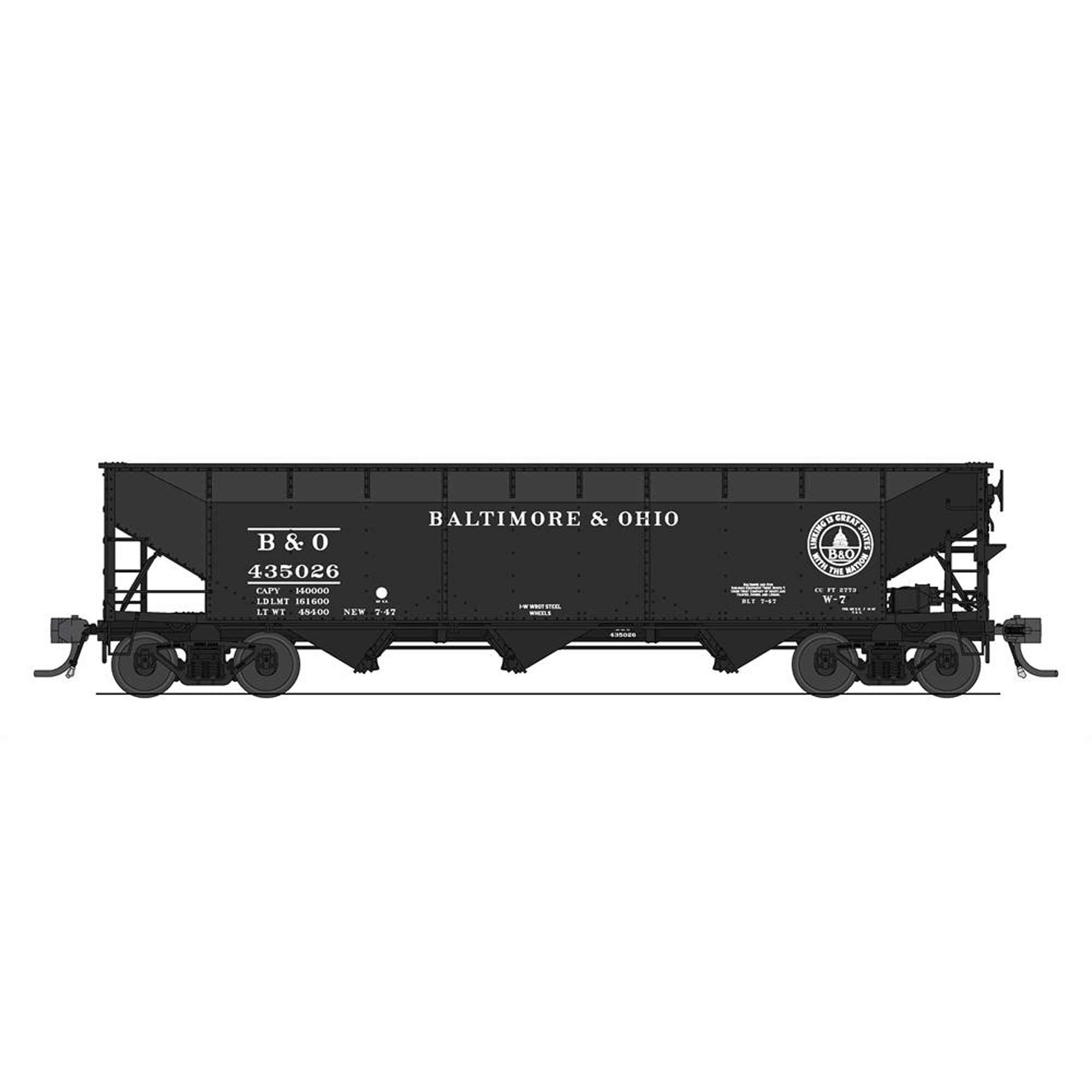 HO AAR 70-ton Triple Hopper B&O W-7 Model (BLI8103)