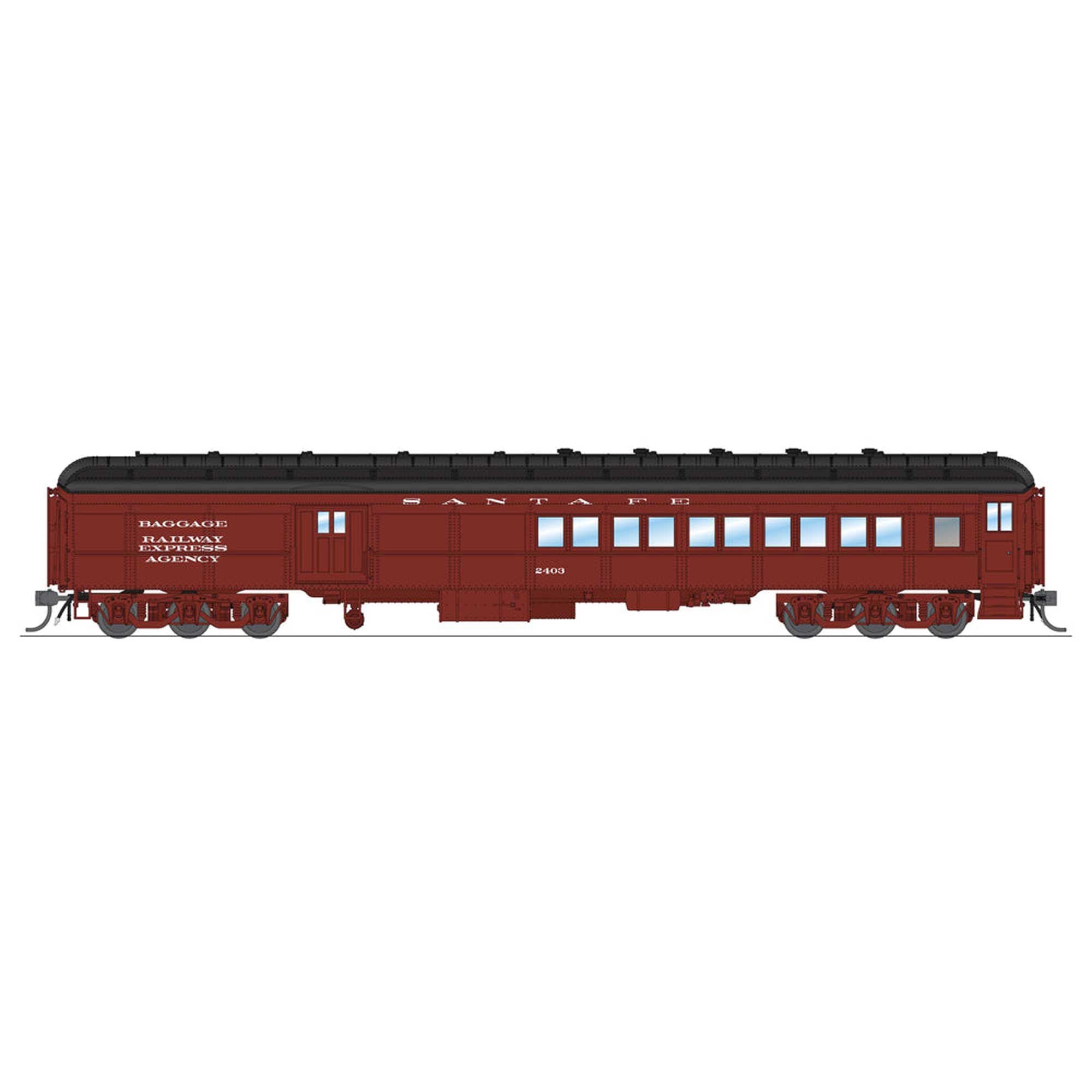 HO Scale ATSF Coach-Baggage Combine #2415 Mineral Red with White (BLI9111)