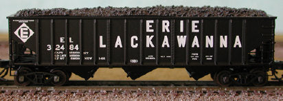 Bluford Shops N Scale 14132 14 Panel Ribside Hopper with Load Erie Lackawanna EL