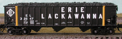 Bluford Shops N Scale 14332 14 Panel Ribside Hopper with Load Erie Lackawanna