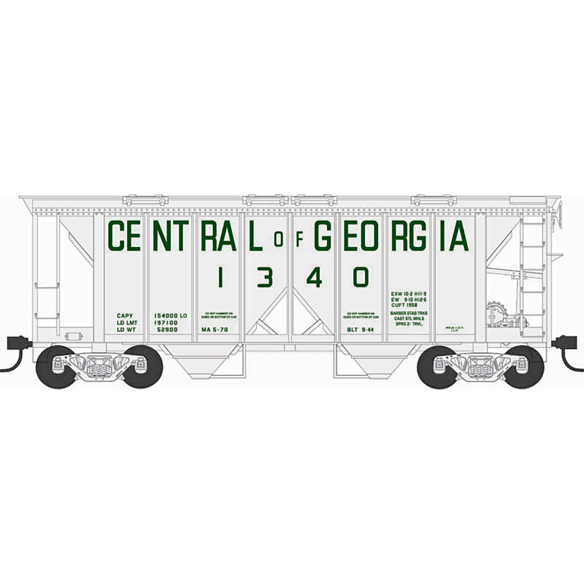 HO H34 Covered Hopper Central of Georgia #1345 (BOW43252)