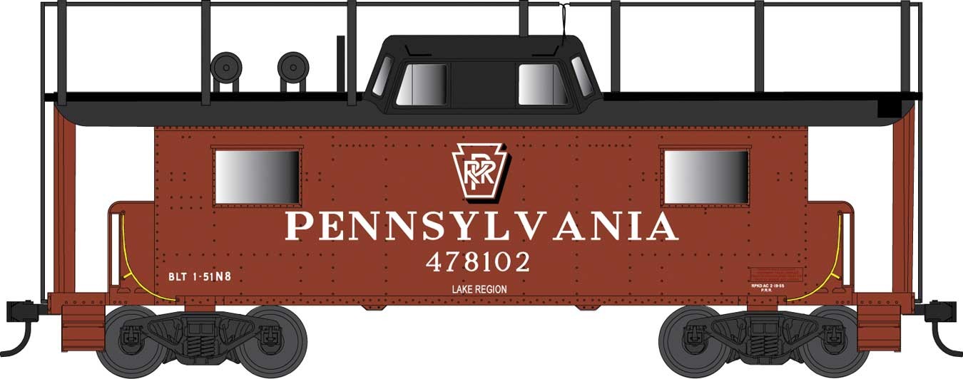 Bowser 42519 HO Scale PRR N8 Caboose Cabin Pennsylvania Lake Region PRR 478114 - Trainphone