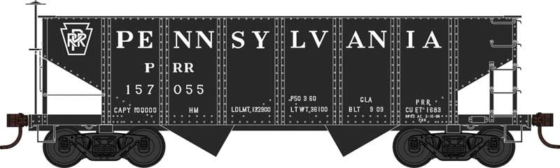 Bowser 42644 HO Scale 2 Bay GLa Hopper Pennsylvania "Black Body" PRR 157061