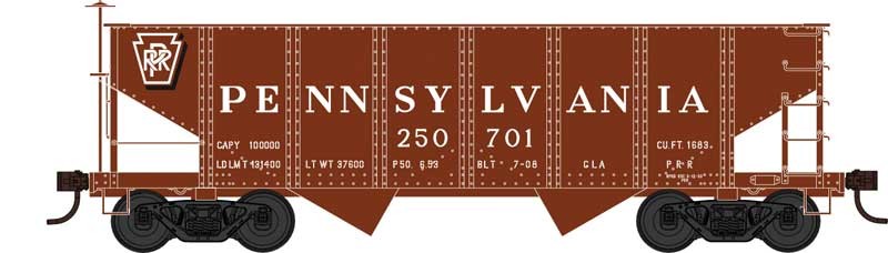 Bowser 42650 HO Scale 2 Bay GLa Hopper Pennsylvania "Shadow Keystone" PRR 250789