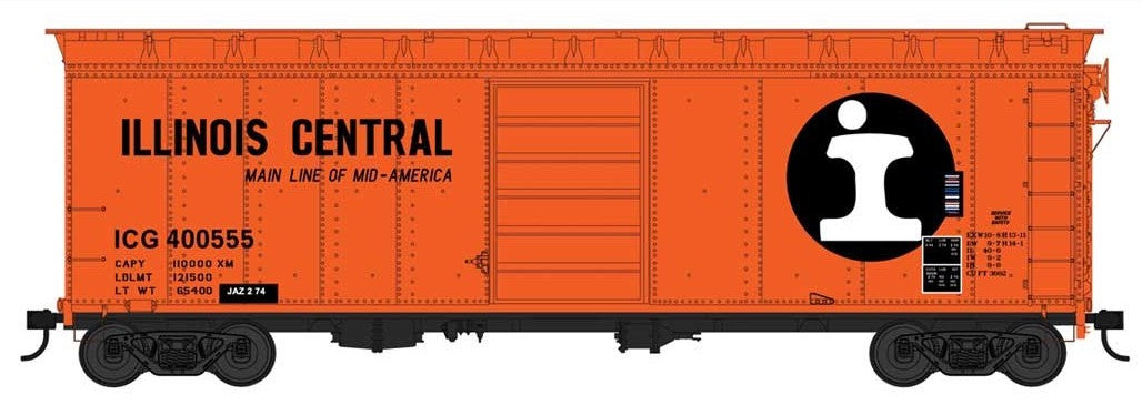 Bowser 42722 HO Scale 40' Boxcar Illinois Central ICG 400555