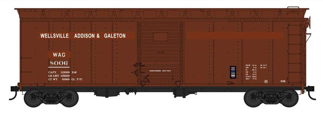 Bowser 42740 HO Scale 40' Boxcar Wellsville Addison & Galton "Louisville Slugger Cars" WAG 8007