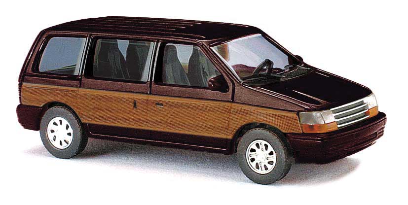 Busch 44624 HO Scale Plymouth Voyager Mini Van Metallic Brown with Woodgrain