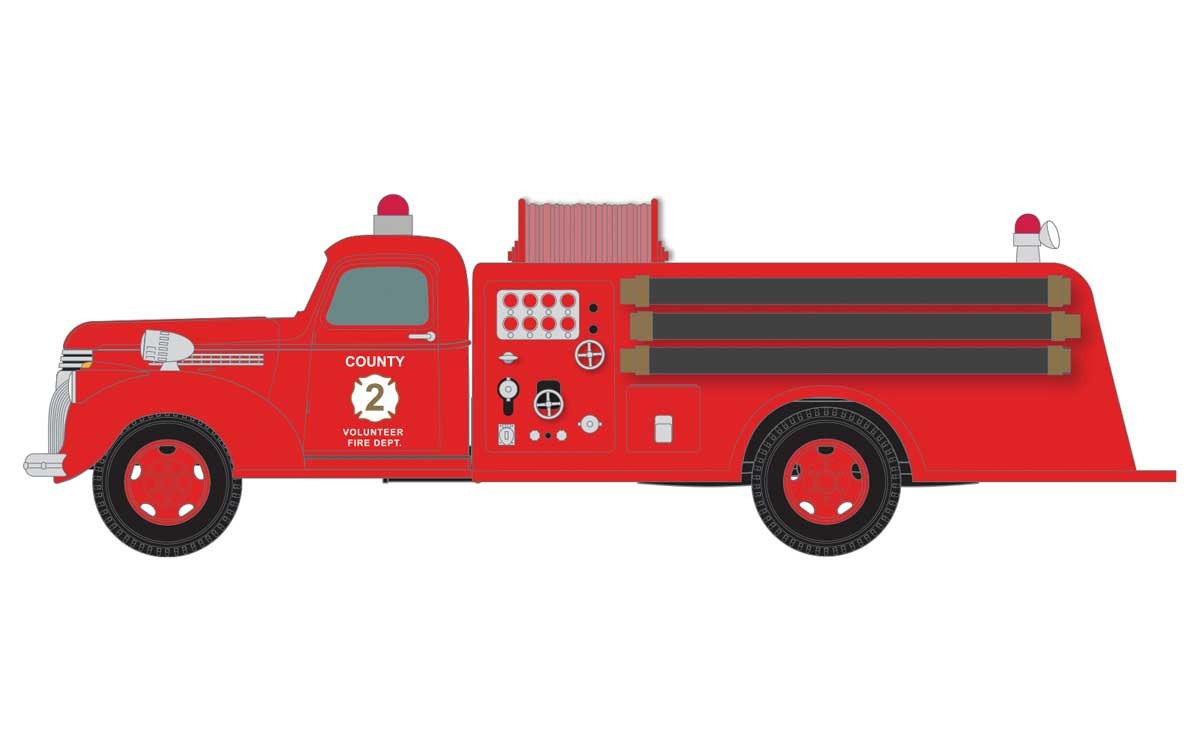 Classic Metal Works 30599 HO Scale 41-46 Chevrolet Fire Truck County Volunteer