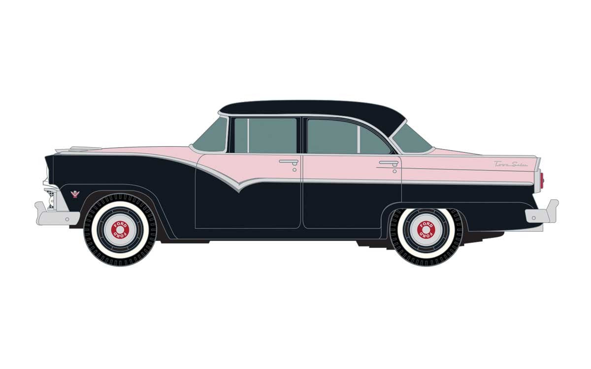 Classic Metal Works 30601 HO Scale 55' 4 Door Ford Sedan Coral Mist and Black