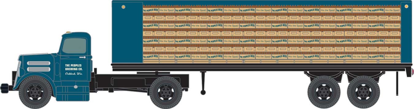 Classic Metal Works 31198 HO Scale White WC22 Blue Tractor Trailer Truck Peoples Beer