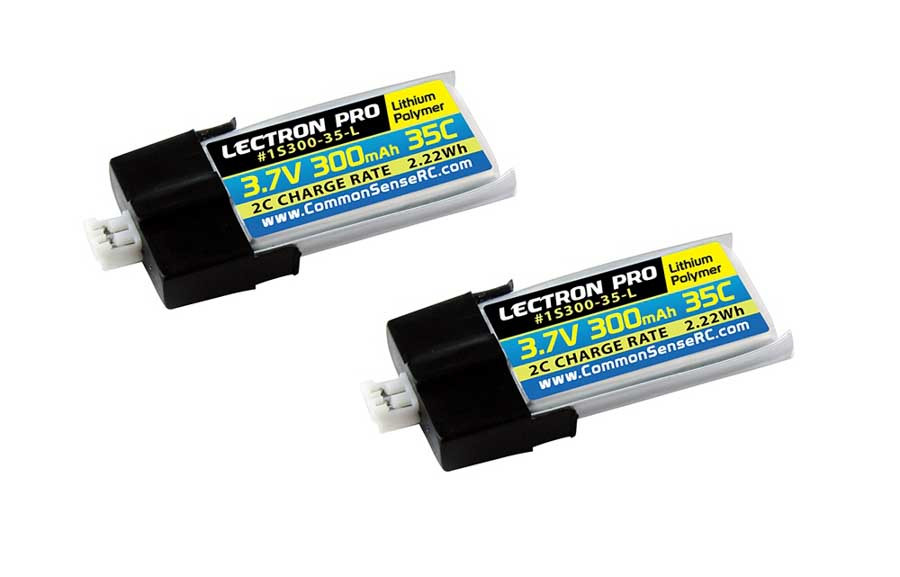 Lectron Pro 3.7V 300mAh 35C Lipo Battery 2 Pack with MCPX Connector for Blade Nano QX 3D and mCP X 1S300-35-L (1S300-35-L)