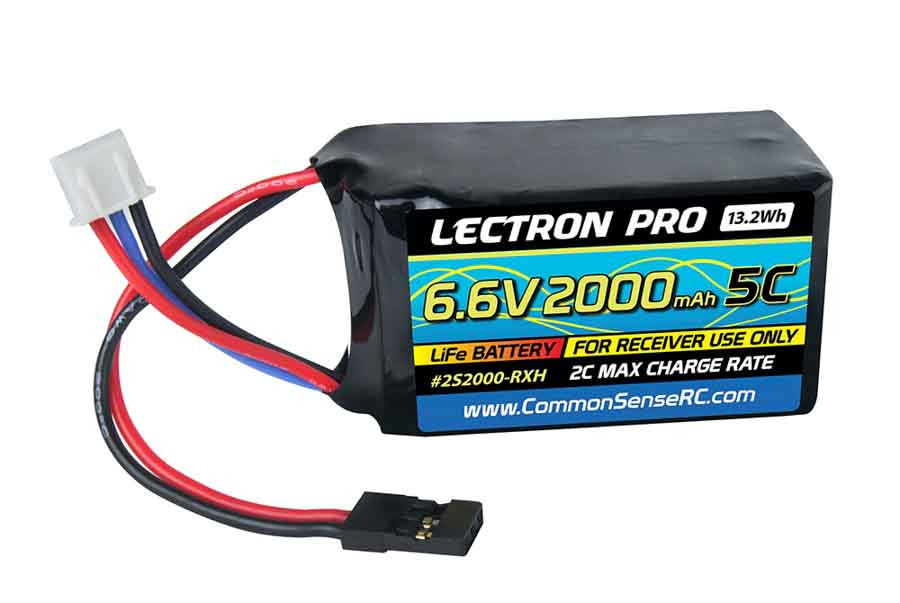 Lectron Pro 6.6V 2000mAh 5C LiFe Receiver Hump Pack Battery with Servo Connector 2S2000-RXH (2S2000-RXH)