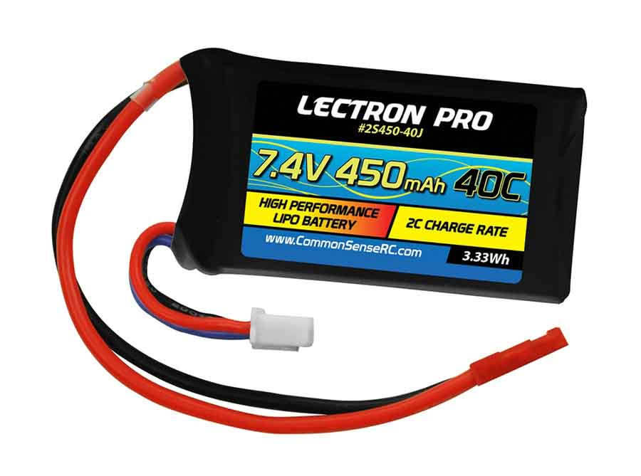 Lectron Pro 7.4V 450mAh 40C Lipo Battery with JST Connector 2S450-40J (2S450-40J)