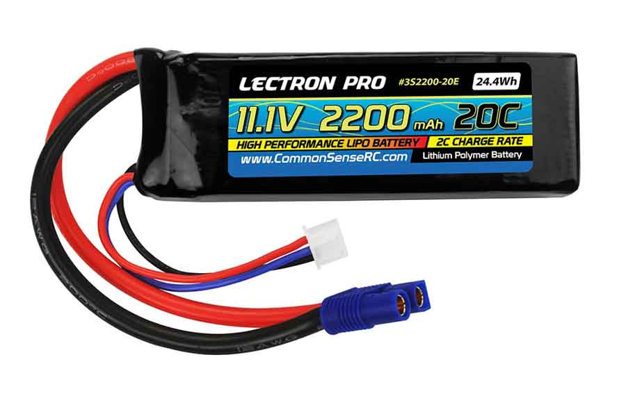 Lectron Pro 11.1V 2200mAh 20C Lipo Battery with EC3 Connector for Blade 400 Helis & Parkzone Strykers 3S2200-20E (3S2200-20E)