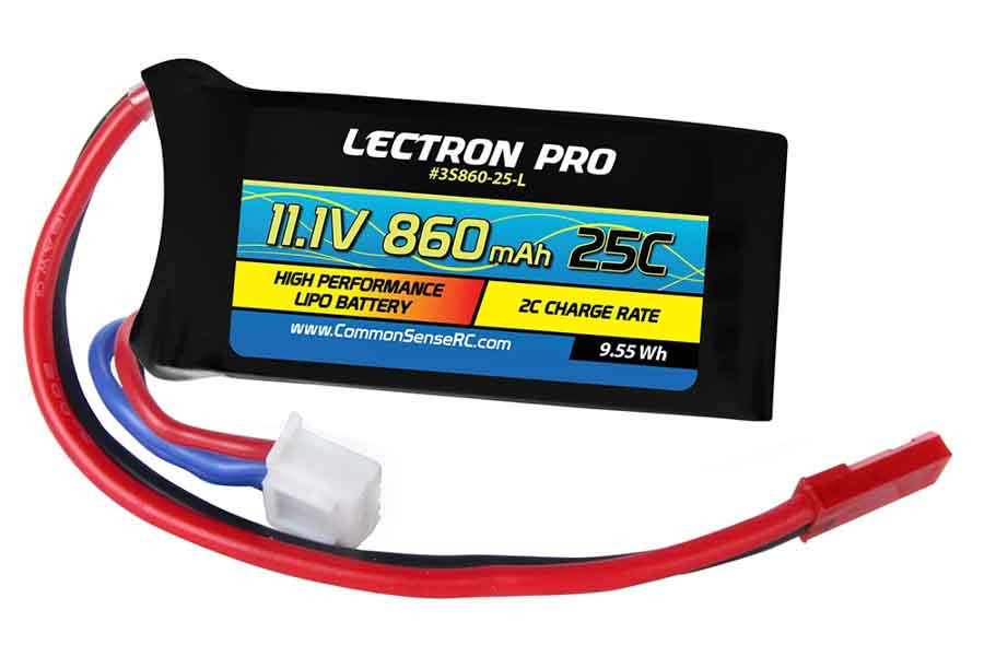 Common Sense RC CSR3S860-25-L Lectron Pro 11.1V 860mAh 25C Lipo Battery w/ JST Connector for 250 Size Helis Small Planes & Foamies (3S860-25-L)