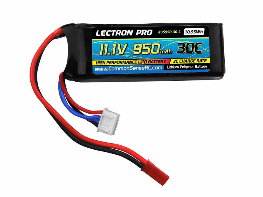 Lectron Pro 11.1V 950mAh 30C Lipo Battery with JST Connector for the Blade 200 SR X, CX4, & T-Rex 250 3S950-30-L (3S950-30-L)
